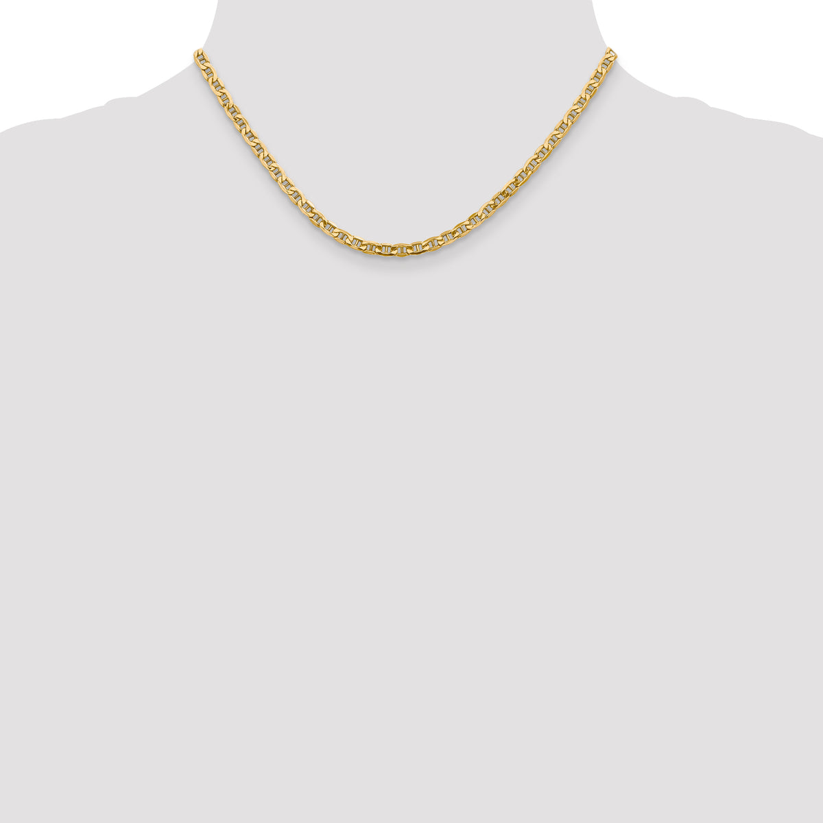 Gold (10K & 14K) Semi-Solid Anchor Chain - 10k Yellow Gold / 16 in / 4 mm