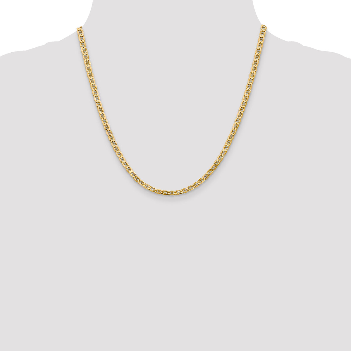 Gold (10K & 14K) Semi-Solid Anchor Chain - 10k Yellow Gold / 20 in / 4 mm