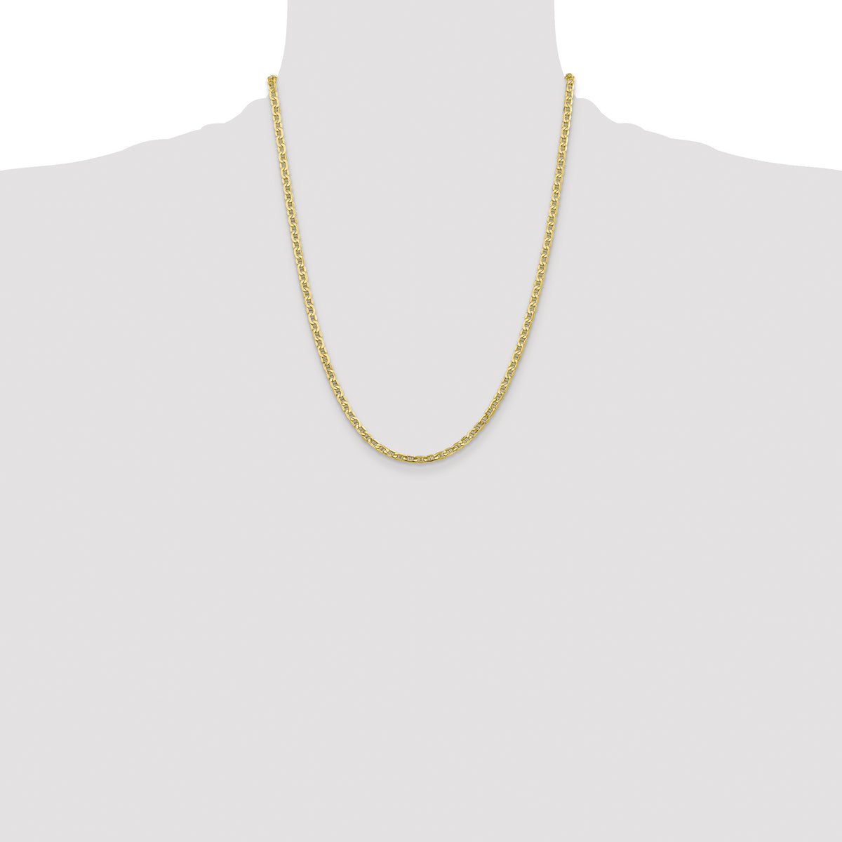 Gold (10K & 14K) Semi-Solid Anchor Chain - 10k Yellow Gold / 22 in / 4 mm