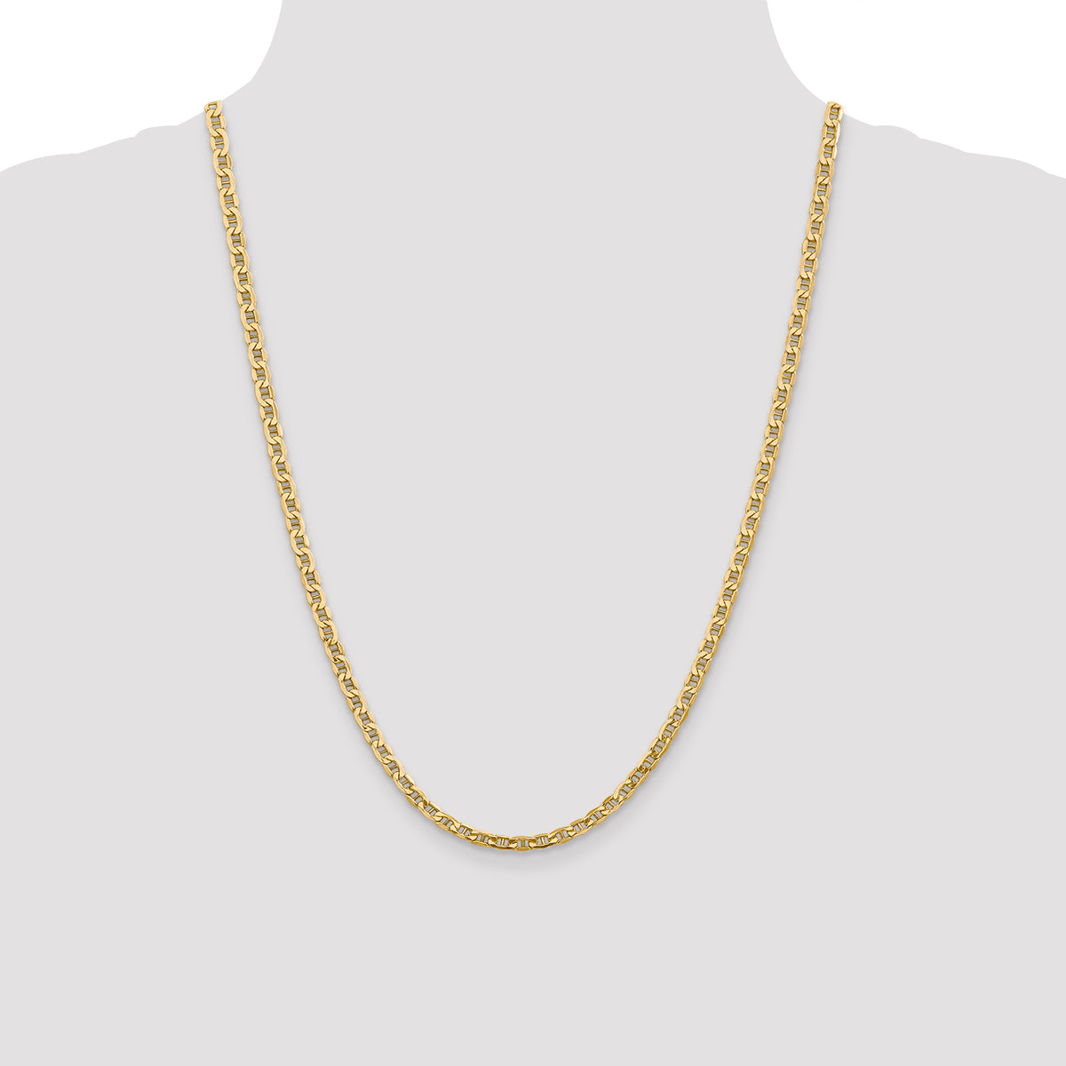 Gold (10K & 14K) Semi-Solid Anchor Chain - 10k Yellow Gold / 24 in / 4 mm