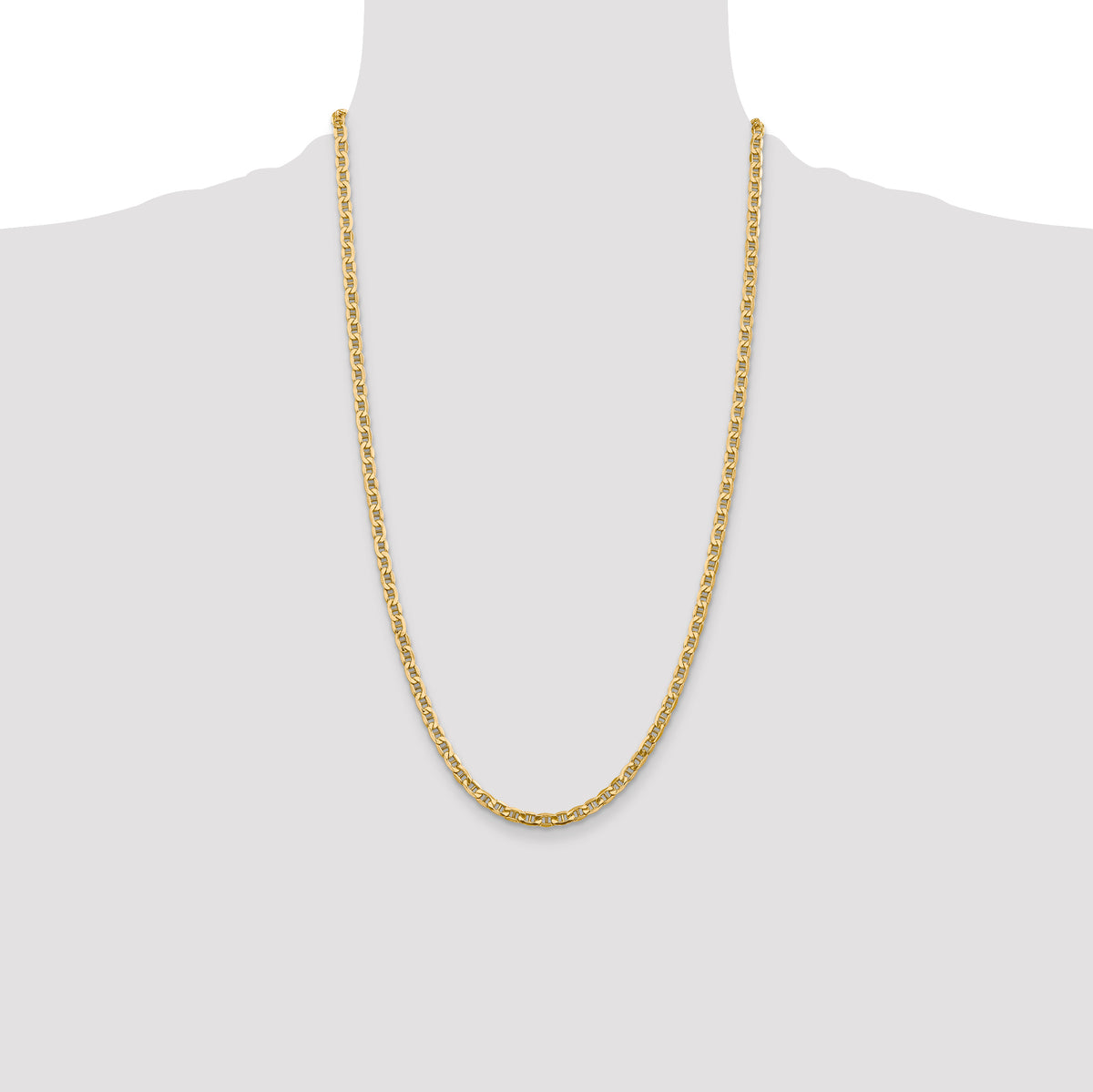 Gold (10K & 14K) Semi-Solid Anchor Chain - 10k Yellow Gold / 26 in / 4 mm
