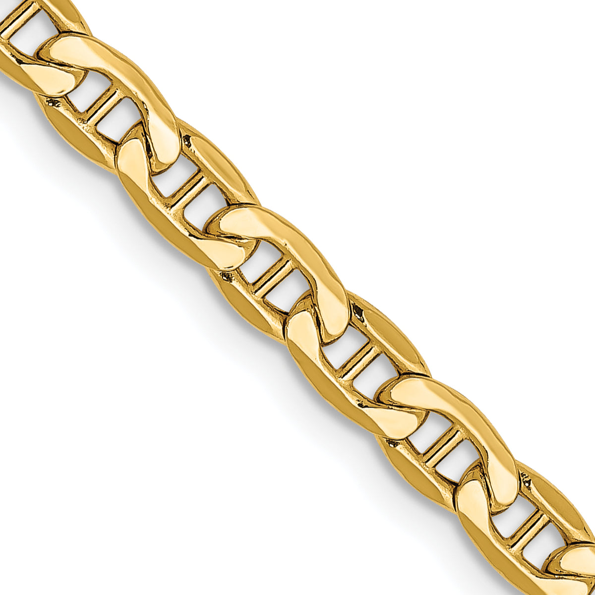 Gold (10K & 14K) Semi-Solid Anchor Chain - 10k Yellow Gold / 16 in / 4 mm
