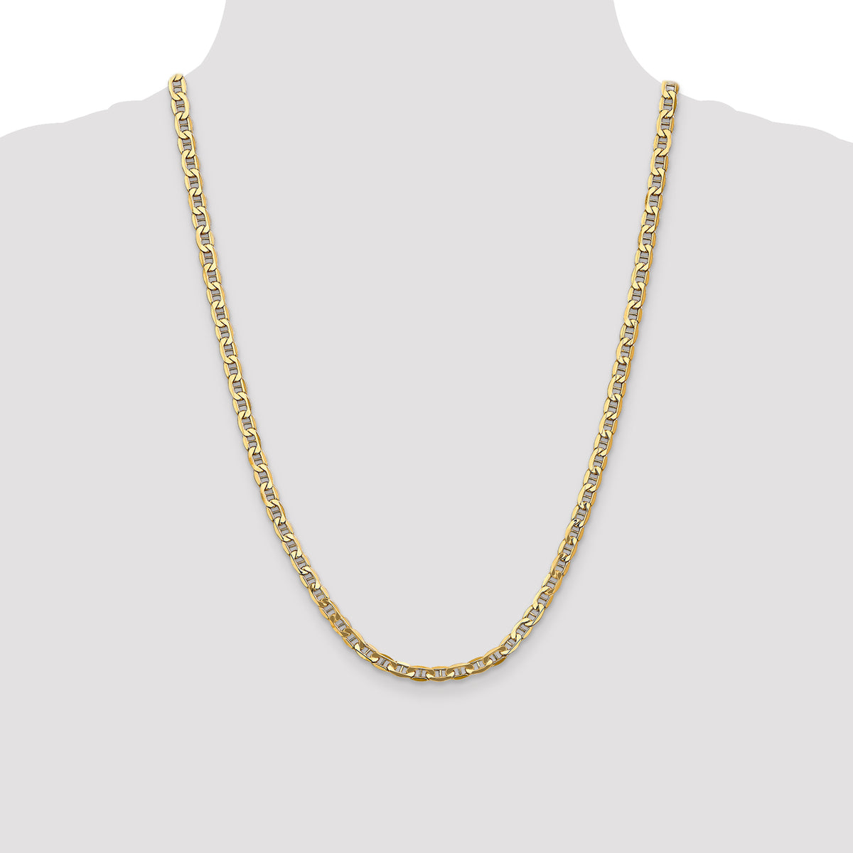 Gold (10K & 14K) Semi-Solid Anchor Chain - 10k Yellow Gold / 24 in / 4.75 mm