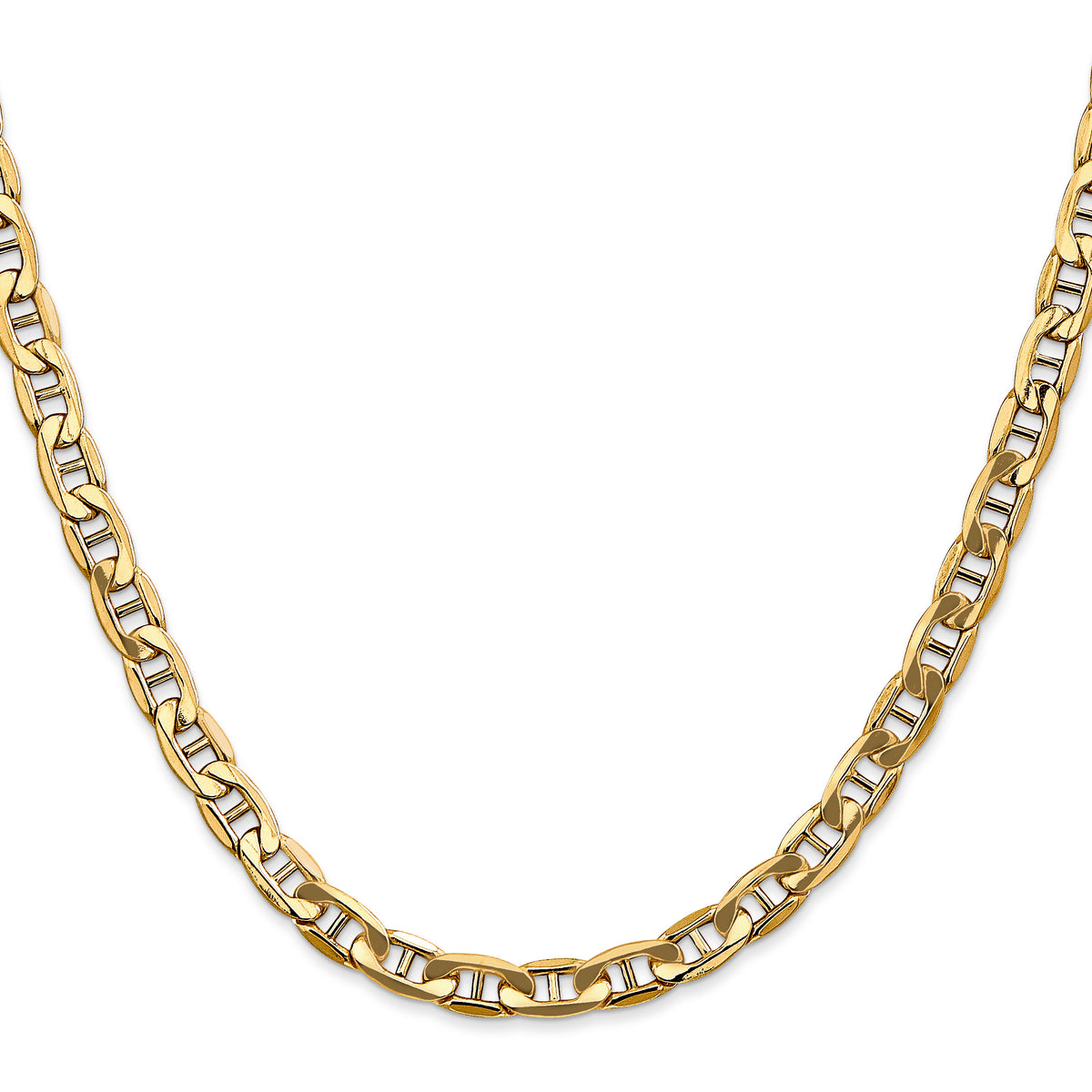 Gold (10K & 14K) Semi-Solid Anchor Chain - 10k Yellow Gold / 18 in / 5.5 mm