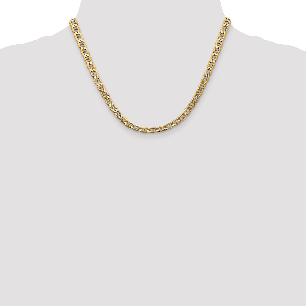 Gold (10K & 14K) Semi-Solid Anchor Chain - 10k Yellow Gold / 18 in / 5.5 mm