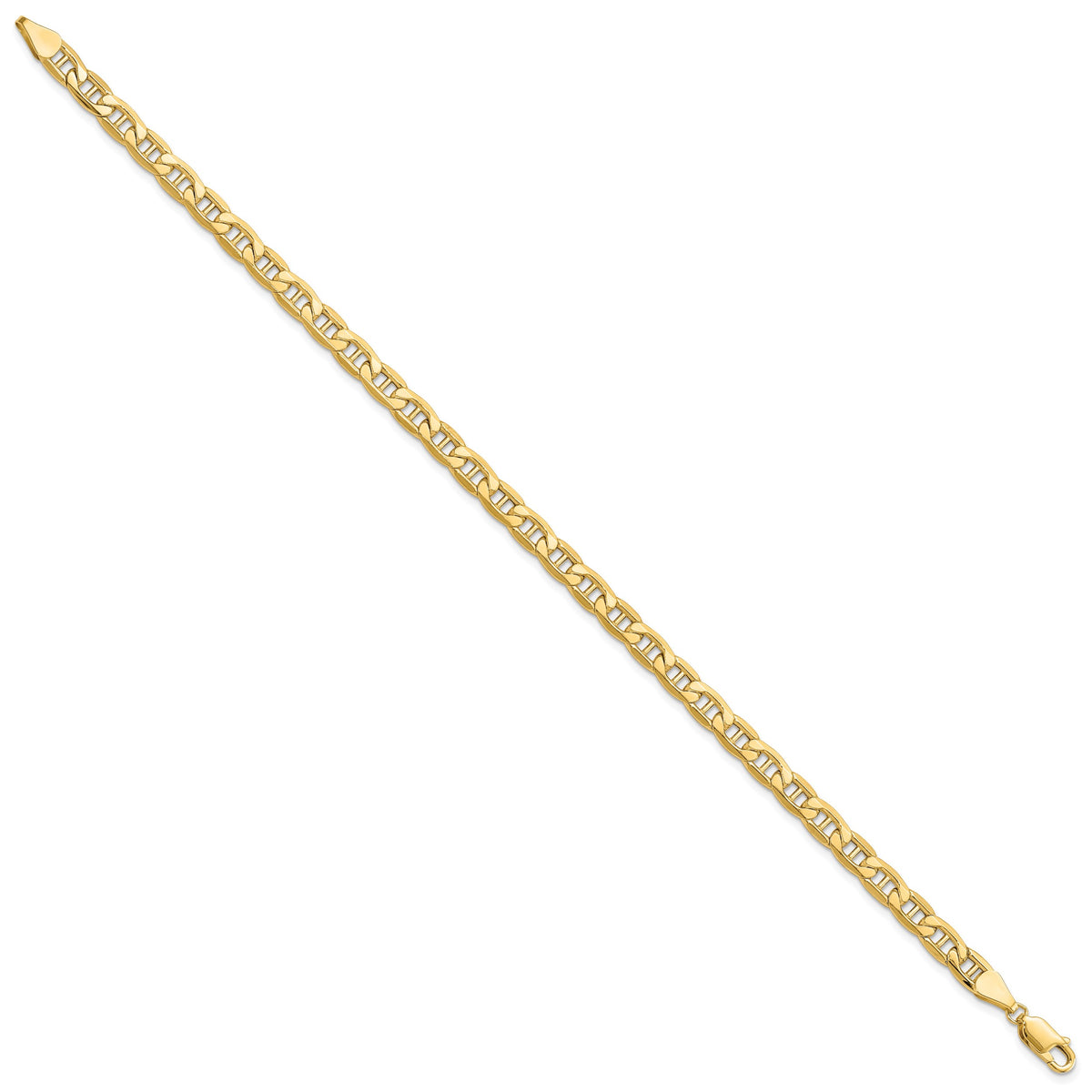 Gold (10K & 14K) Semi-Solid Anchor Chain Bracelet - 10k Yellow Gold / 9 in / 5.5 mm