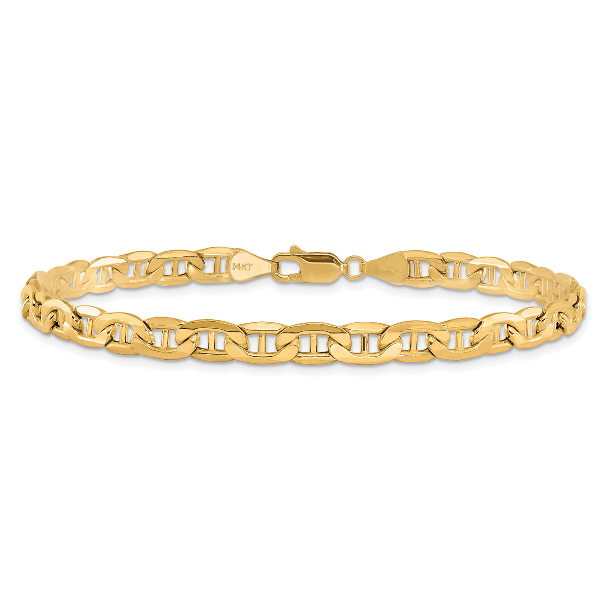 Gold (10K & 14K) Semi-Solid Anchor Chain Bracelet - 10k Yellow Gold / 9 in / 5.5 mm