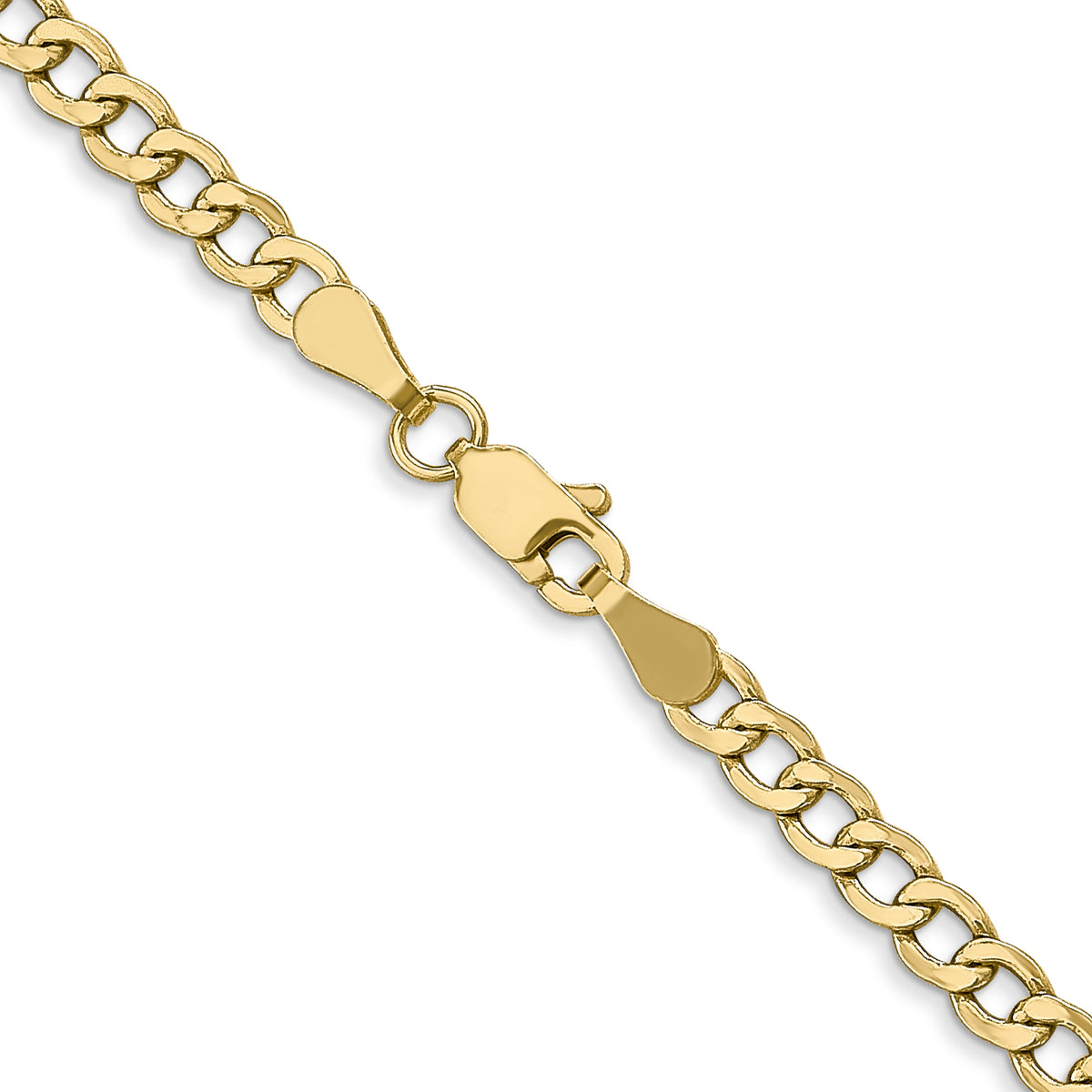 Gold (10K & 14K) Semi-Solid Curb Link Chain - 10k Yellow Gold / 16 in / 3.35 mm
