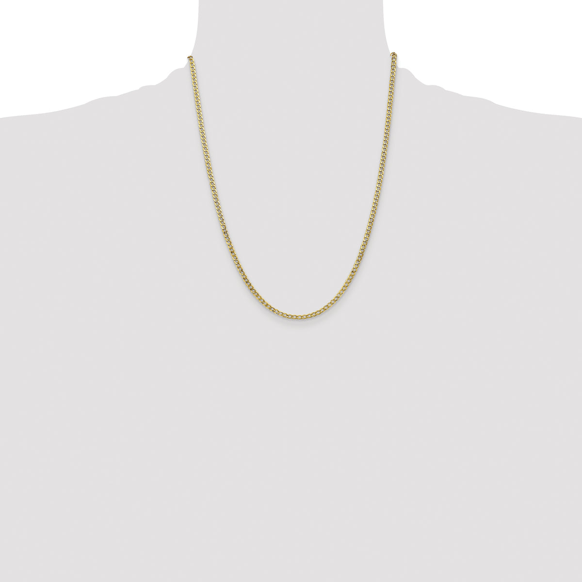 Gold (10K & 14K) Semi-Solid Curb Link Chain - 10k Yellow Gold / 22 in / 3.35 mm