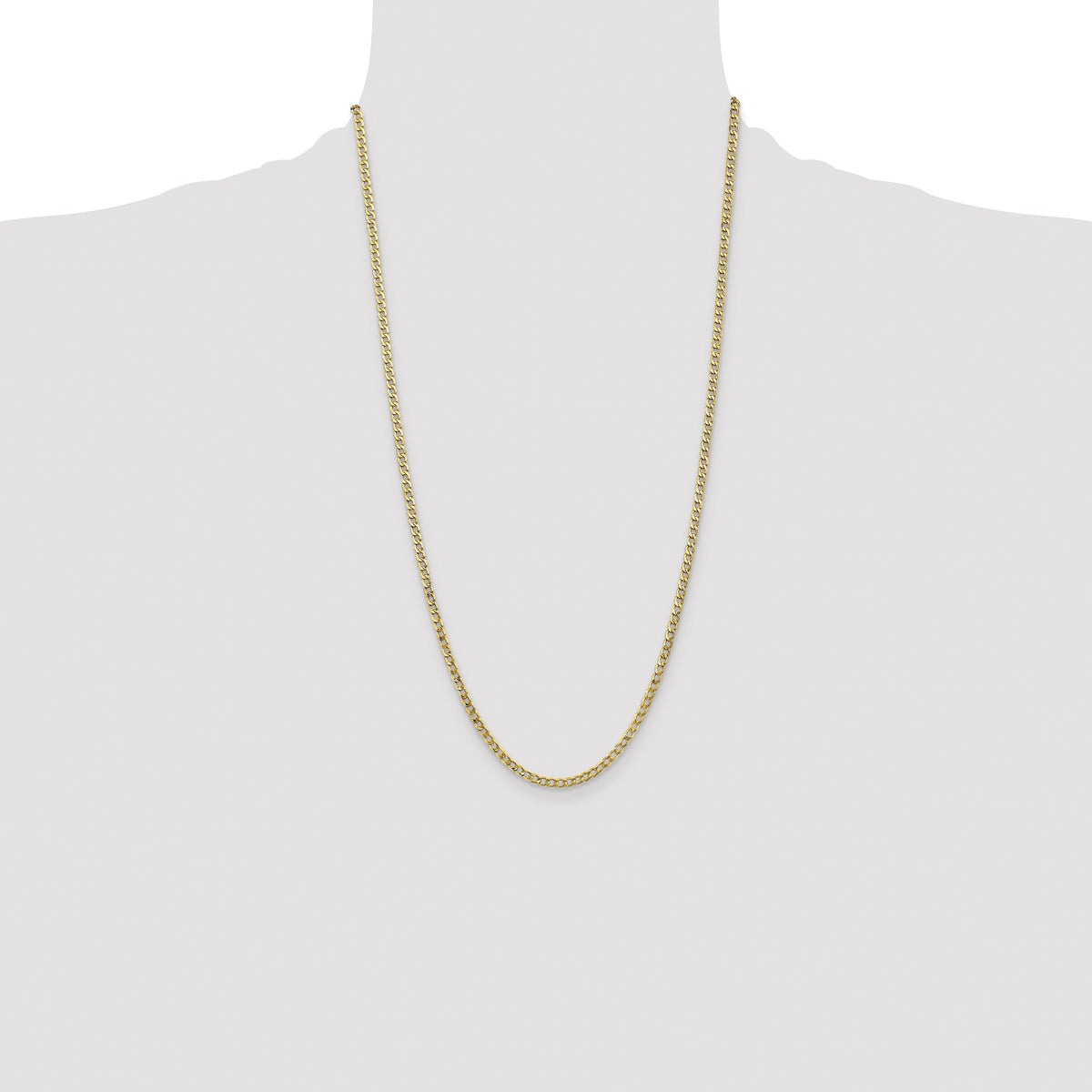 Gold (10K & 14K) Semi-Solid Curb Link Chain - 10k Yellow Gold / 26 in / 3.35 mm