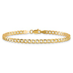 Gold (10K & 14K) Semi-Solid Curb Link Chain Bracelet - 10k Yellow Gold / 7 in / 3.35 mm