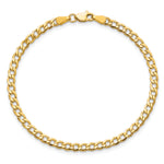 Gold (10K & 14K) Semi-Solid Curb Link Chain Bracelet - 10k Yellow Gold / 7 in / 3.35 mm