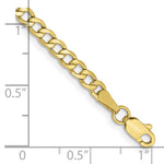 Gold (10K & 14K) Semi-Solid Curb Link Chain Bracelet - 10k Yellow Gold / 7 in / 3.35 mm
