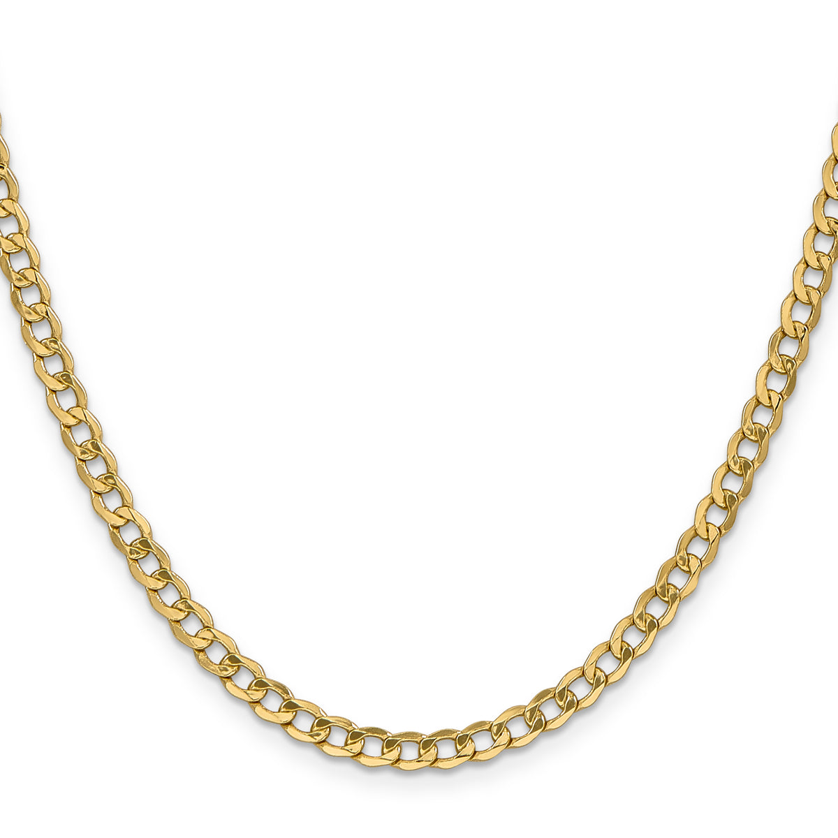 Gold (10K & 14K) Semi-Solid Curb Link Chain - 10k Yellow Gold / 16 in / 4.3 mm