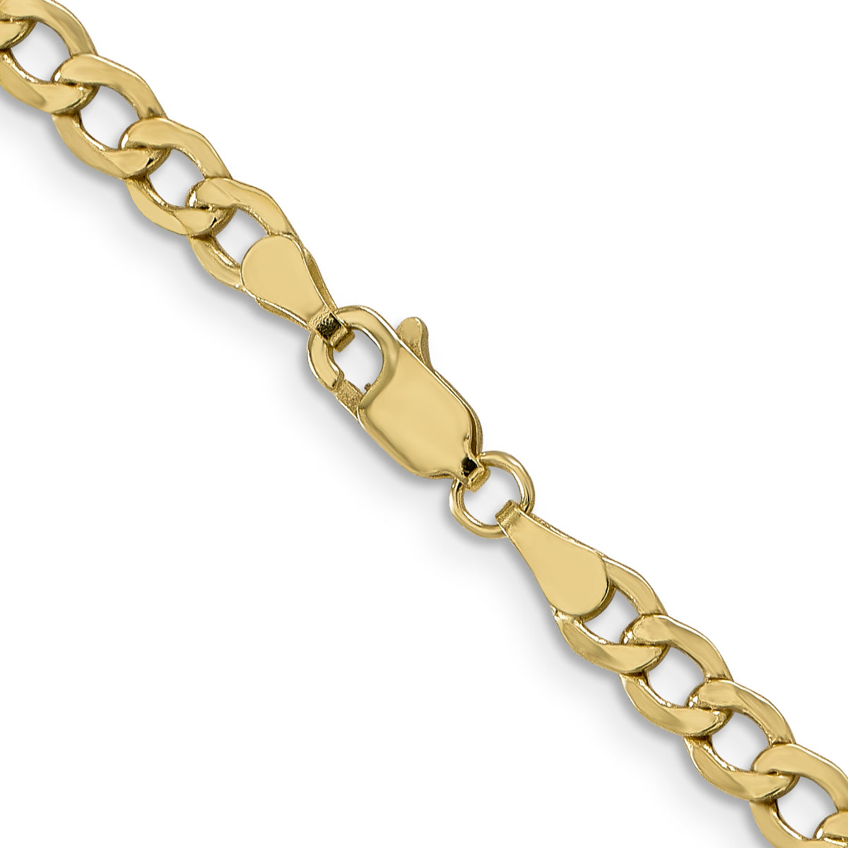 Gold (10K & 14K) Semi-Solid Curb Link Chain - 10k Yellow Gold / 16 in / 4.3 mm