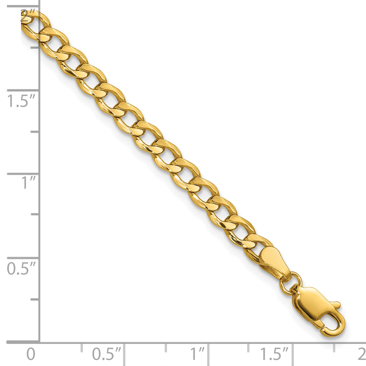 Gold (10K & 14K) Semi-Solid Curb Link Chain - 10k Yellow Gold / 16 in / 4.3 mm