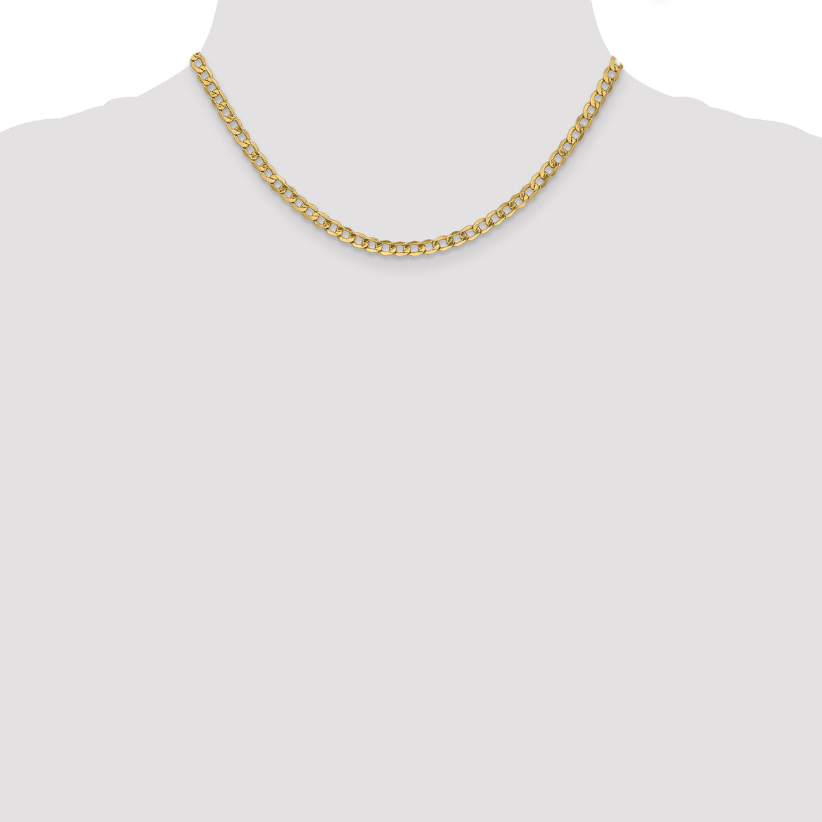 Gold (10K & 14K) Semi-Solid Curb Link Chain - 10k Yellow Gold / 16 in / 4.3 mm