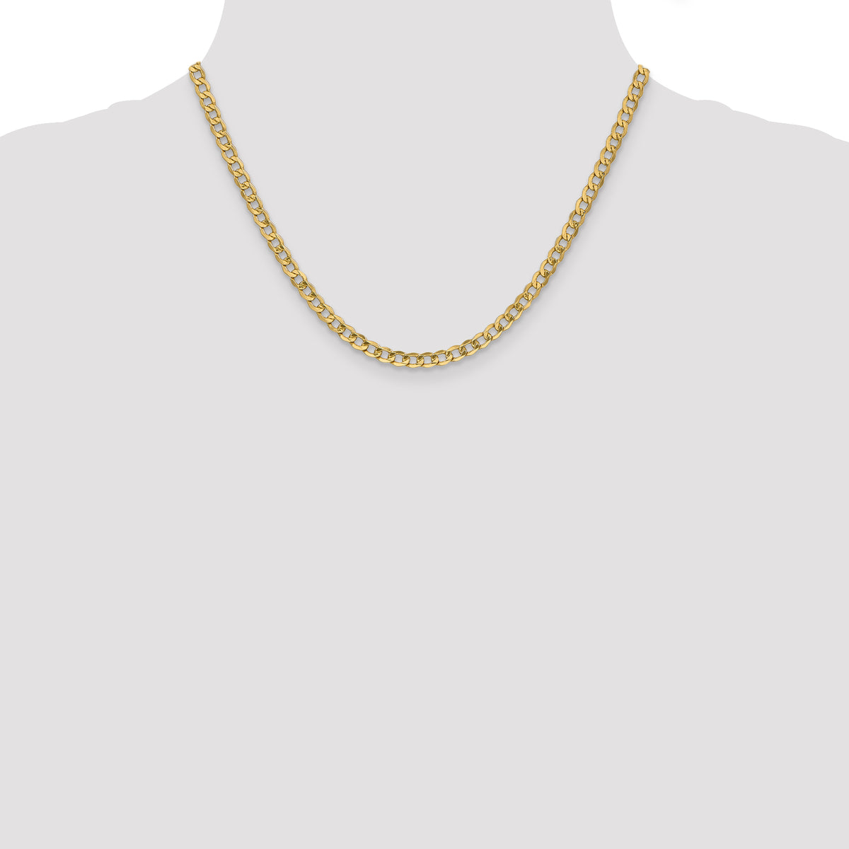 Gold (10K & 14K) Semi-Solid Curb Link Chain - 10k Yellow Gold / 18 in / 4.3 mm