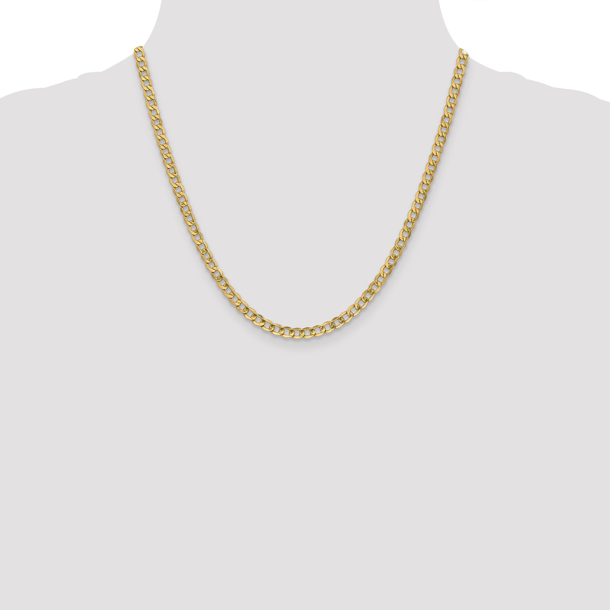 Gold (10K & 14K) Semi-Solid Curb Link Chain - 10k Yellow Gold / 20 in / 4.3 mm