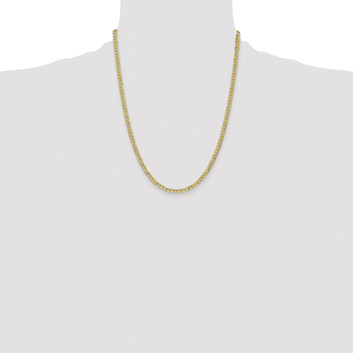 Gold (10K & 14K) Semi-Solid Curb Link Chain - 10k Yellow Gold / 22 in / 4.3 mm
