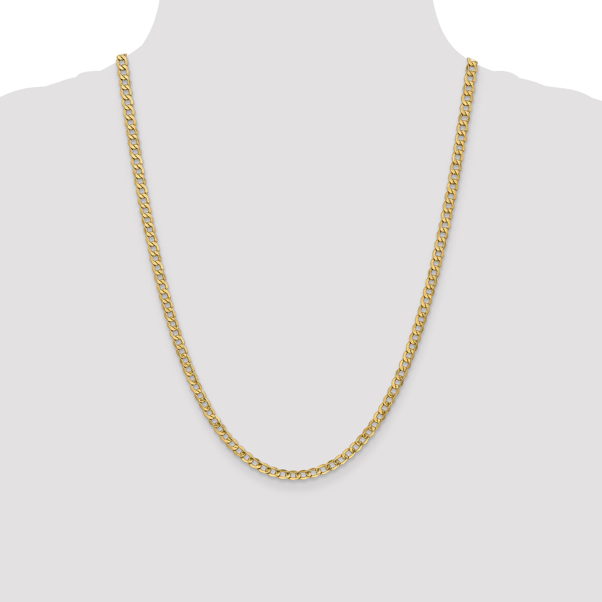 Gold (10K & 14K) Semi-Solid Curb Link Chain - 10k Yellow Gold / 24 in / 4.3 mm