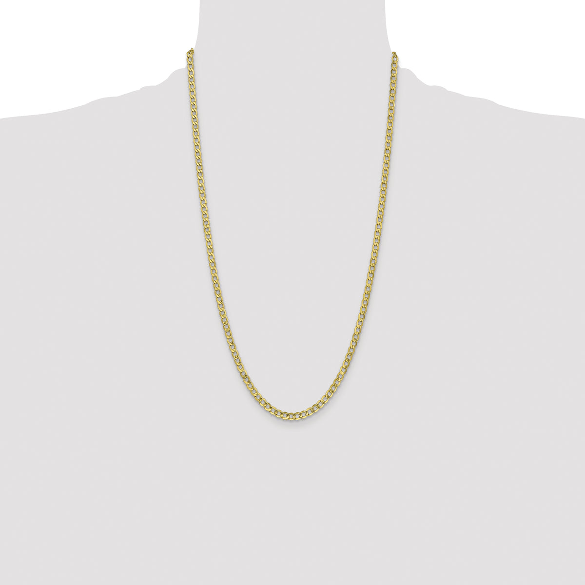 Gold (10K & 14K) Semi-Solid Curb Link Chain - 10k Yellow Gold / 26 in / 4.3 mm