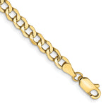 Gold (10K & 14K) Semi-Solid Curb Link Chain Bracelet - 10k Yellow Gold / 7 in / 4.3 mm