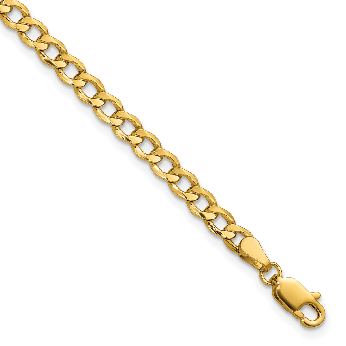 Gold (10K & 14K) Semi-Solid Curb Link Chain - 10k Yellow Gold / 16 in / 4.3 mm