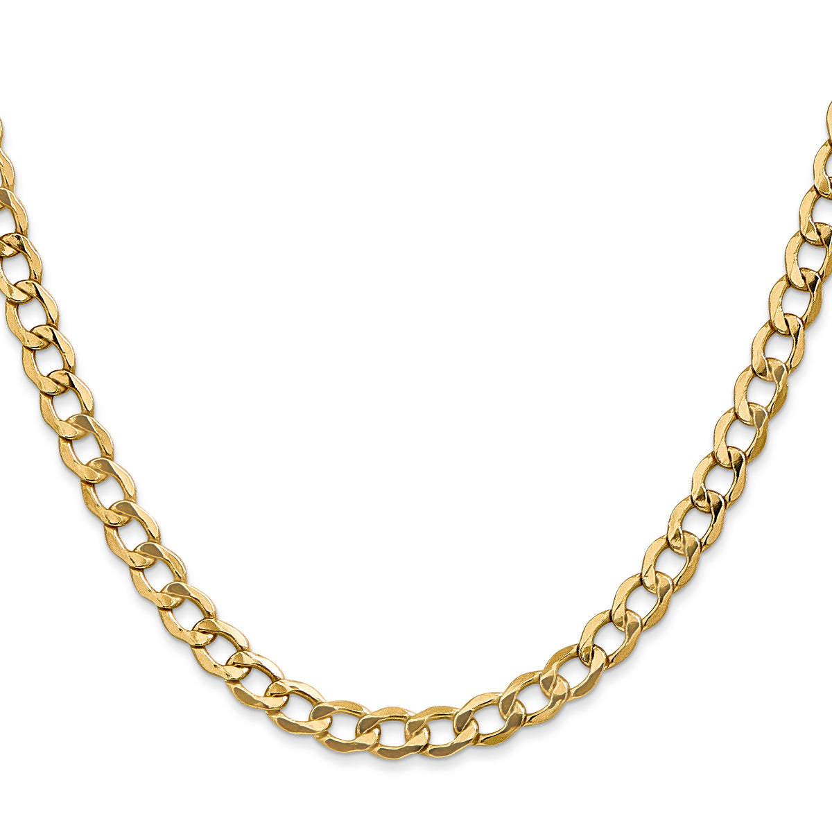 Gold (10K & 14K) Semi-Solid Curb Link Chain - 10k Yellow Gold / 16 in / 5.25 mm
