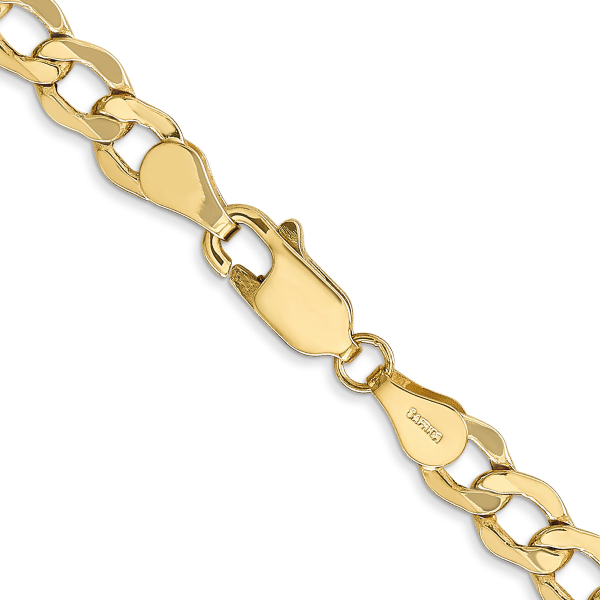Gold (10K & 14K) Semi-Solid Curb Link Chain - 10k Yellow Gold / 16 in / 5.25 mm