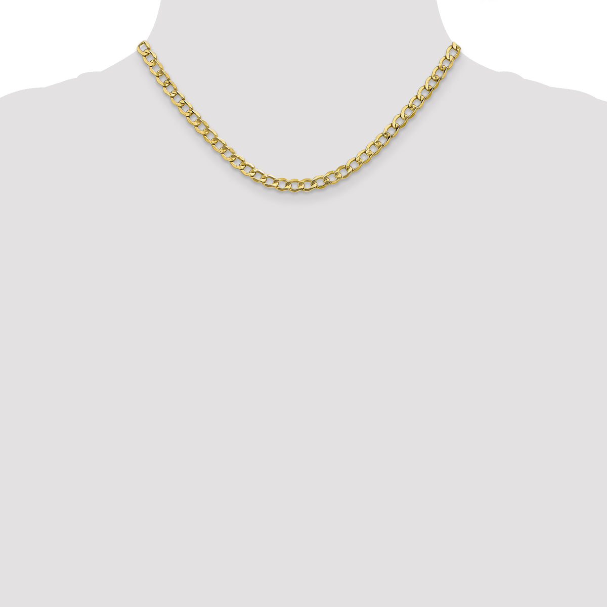 Gold (10K & 14K) Semi-Solid Curb Link Chain - 10k Yellow Gold / 16 in / 5.25 mm