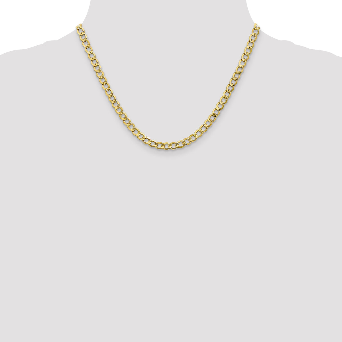 Gold (10K & 14K) Semi-Solid Curb Link Chain - 10k Yellow Gold / 18 in / 5.25 mm