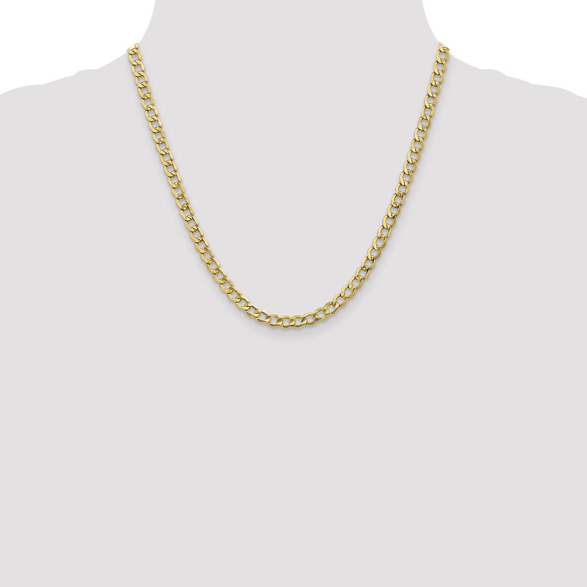 Gold (10K & 14K) Semi-Solid Curb Link Chain - 10k Yellow Gold / 20 in / 5.25 mm