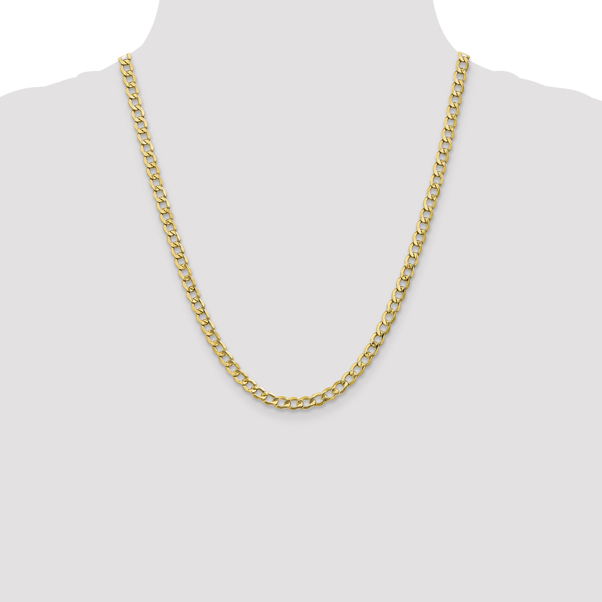 Gold (10K & 14K) Semi-Solid Curb Link Chain - 10k Yellow Gold / 22 in / 5.25 mm