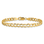Gold (10K & 14K) Semi-Solid Curb Link Chain Bracelet - 10k Yellow Gold / 7 in / 5.25 mm