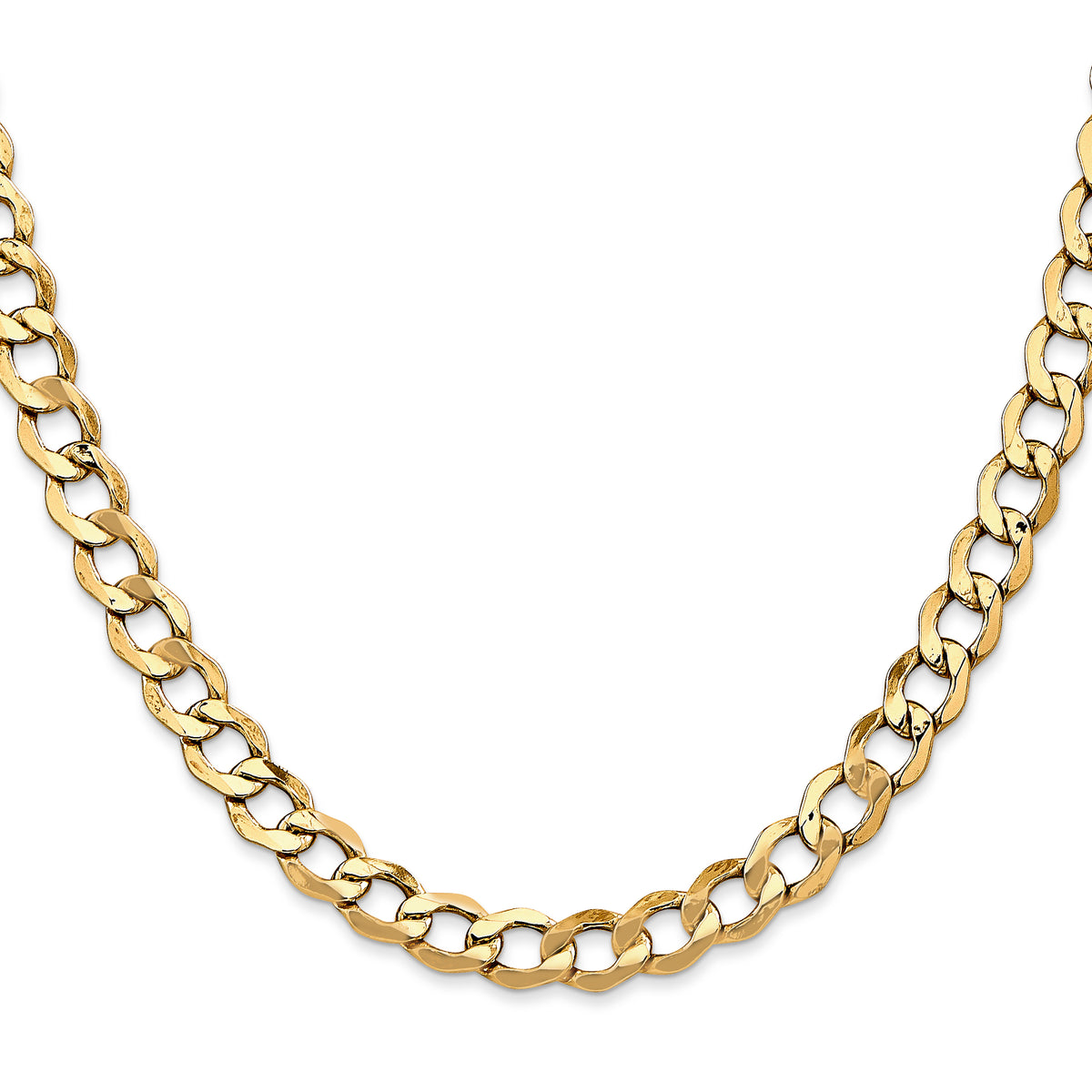 Gold (10K & 14K) Semi-Solid Curb Link Chain - 10k Yellow Gold / 18 in / 6.5 mm
