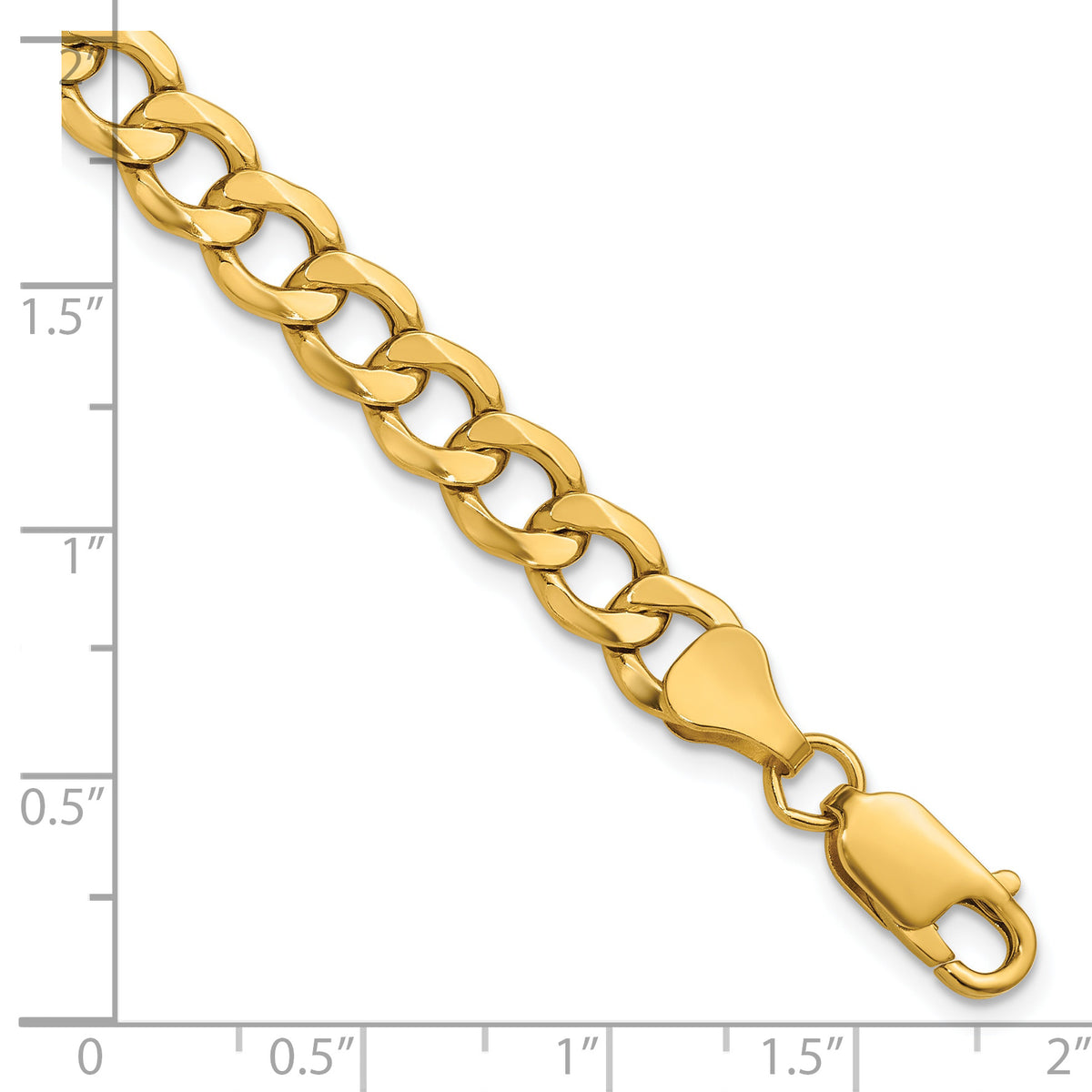 Gold (10K & 14K) Semi-Solid Curb Link Chain - 10k Yellow Gold / 18 in / 6.5 mm