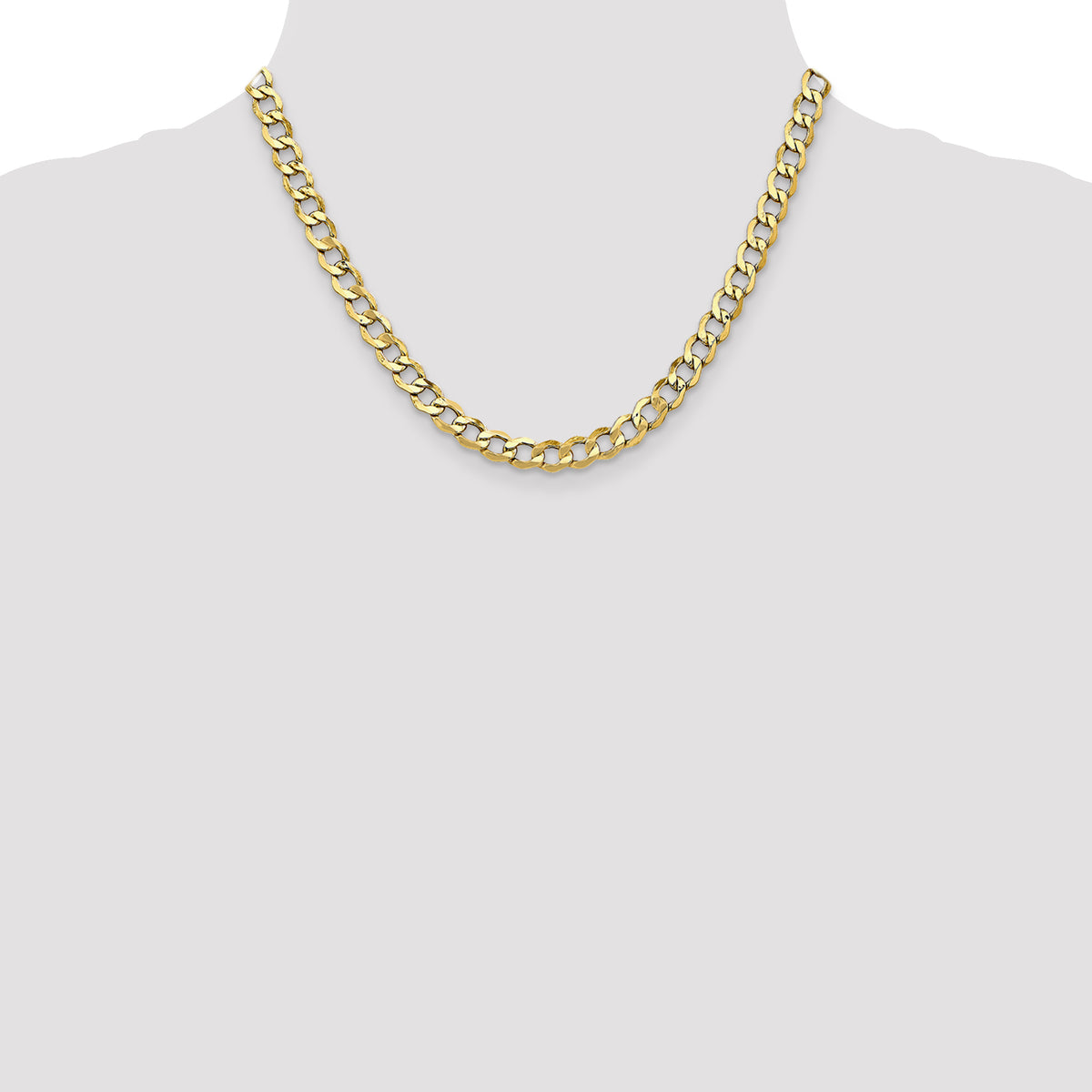 Gold (10K & 14K) Semi-Solid Curb Link Chain - 10k Yellow Gold / 18 in / 6.5 mm