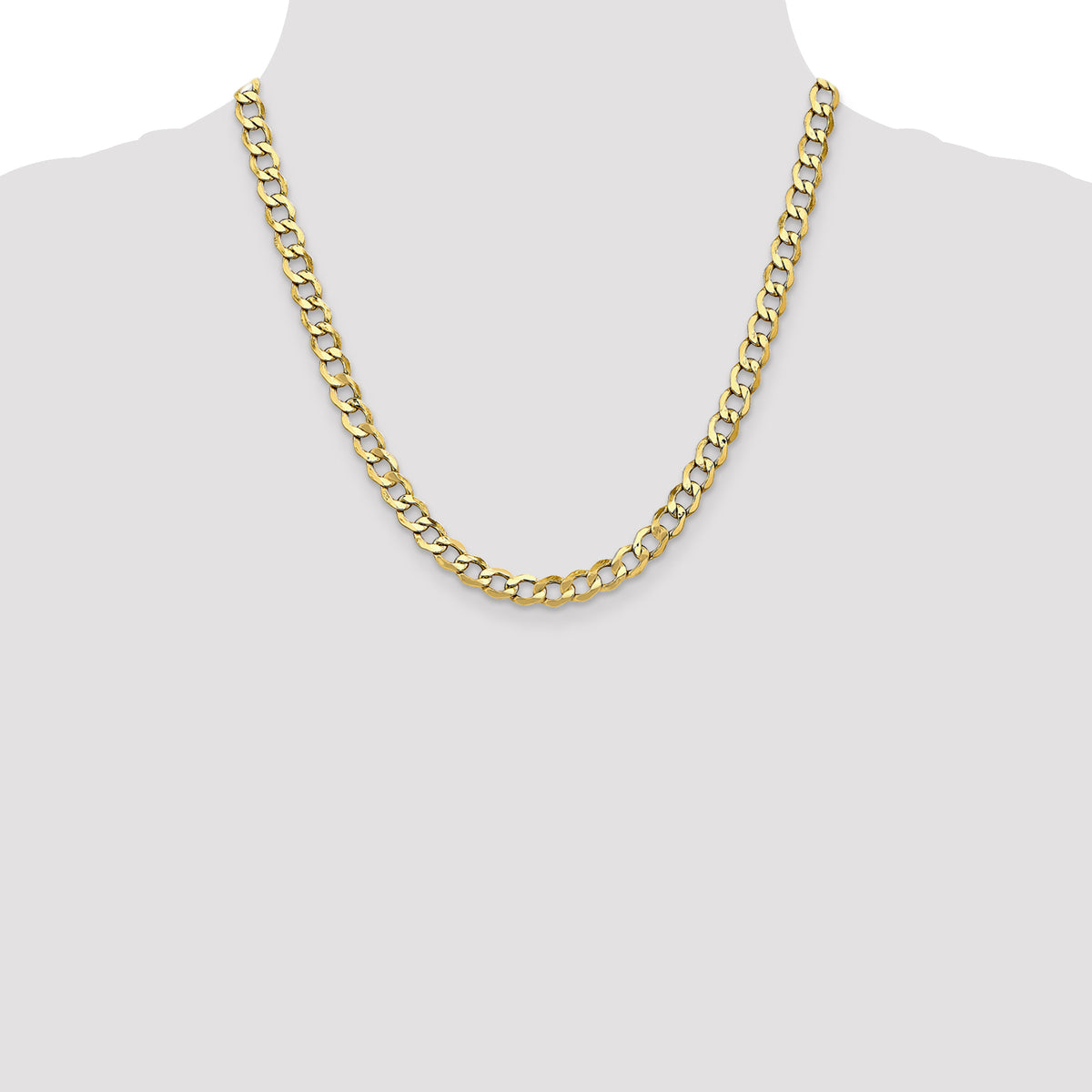 Gold (10K & 14K) Semi-Solid Curb Link Chain - 10k Yellow Gold / 20 in / 6.5 mm