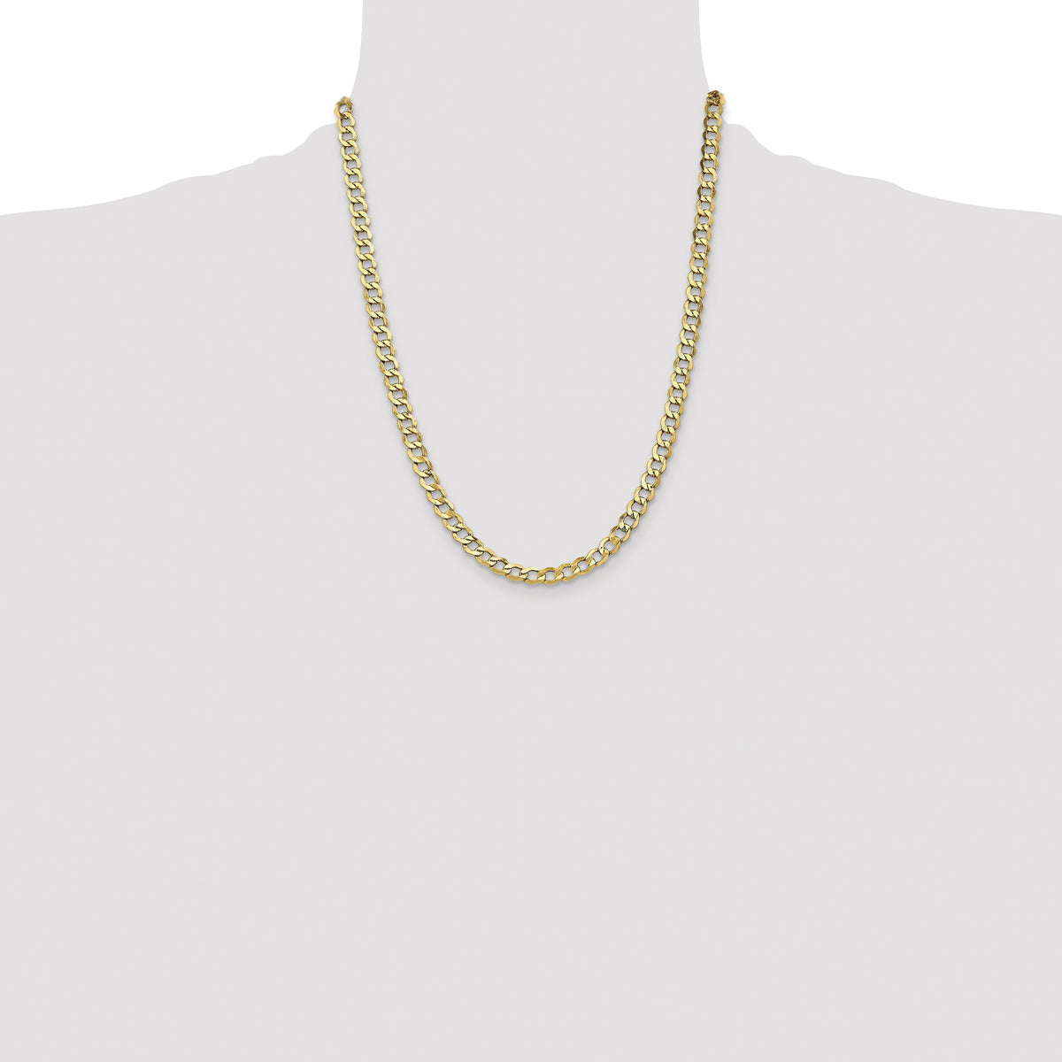 Gold (10K & 14K) Semi-Solid Curb Link Chain - 10k Yellow Gold / 22 in / 6.5 mm