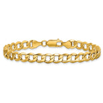 Gold (10K & 14K) Semi-Solid Curb Link Chain Bracelet - 10k Yellow Gold / 8 in / 6.5 mm