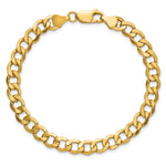 Gold (10K & 14K) Semi-Solid Curb Link Chain Bracelet - 10k Yellow Gold / 8 in / 6.5 mm