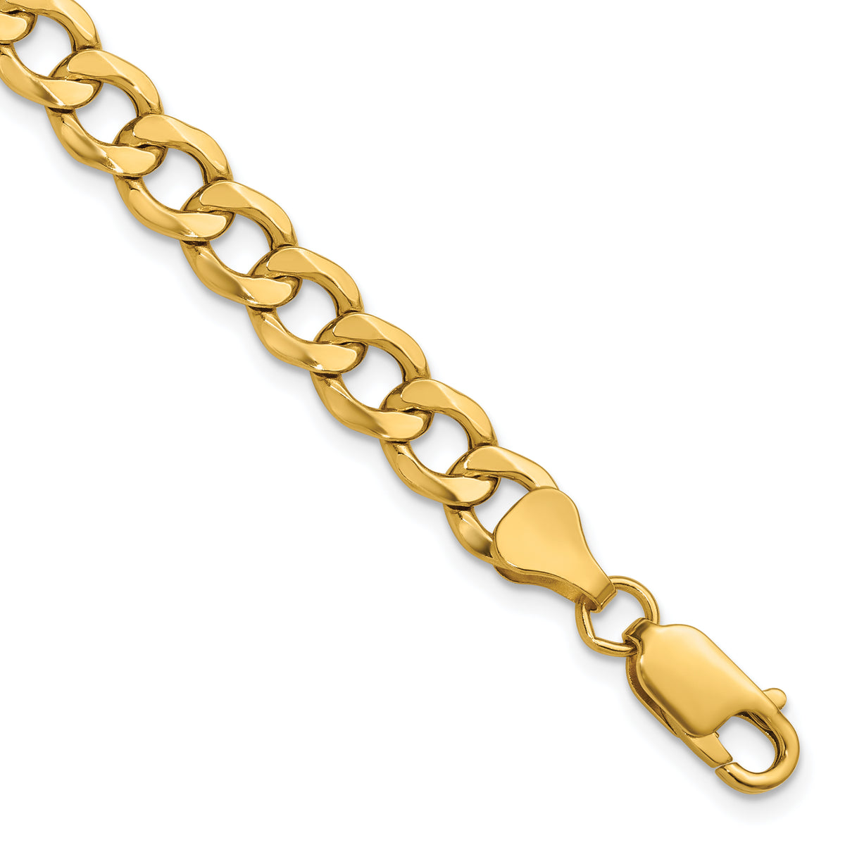 Gold (10K & 14K) Semi-Solid Curb Link Chain - 10k Yellow Gold / 18 in / 6.5 mm