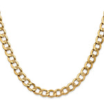 Gold (10K & 14K) Semi-Solid Curb Link Chain - 10k Yellow Gold / 20 in / 7 mm