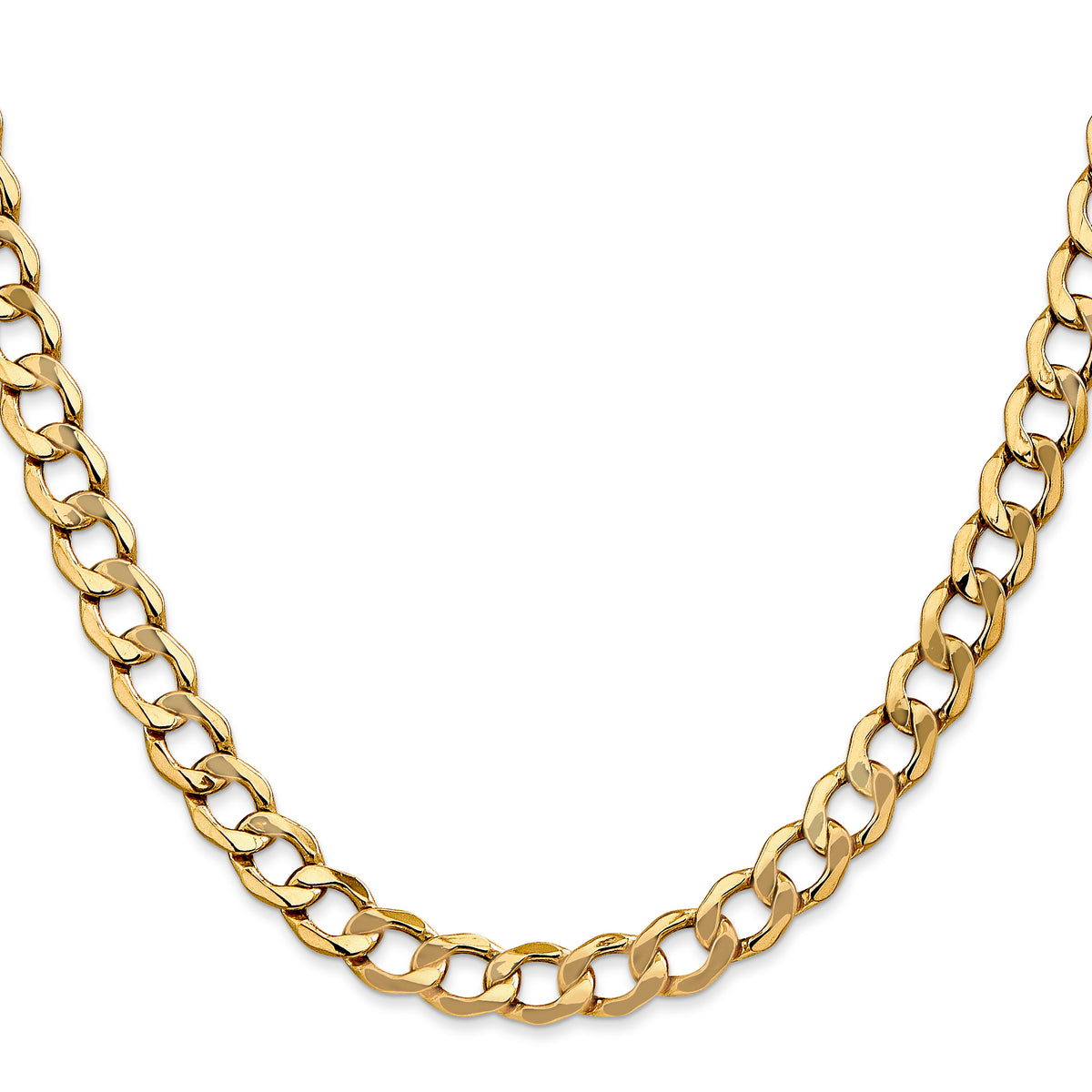 Gold (10K & 14K) Semi-Solid Curb Link Chain - 10k Yellow Gold / 20 in / 7 mm