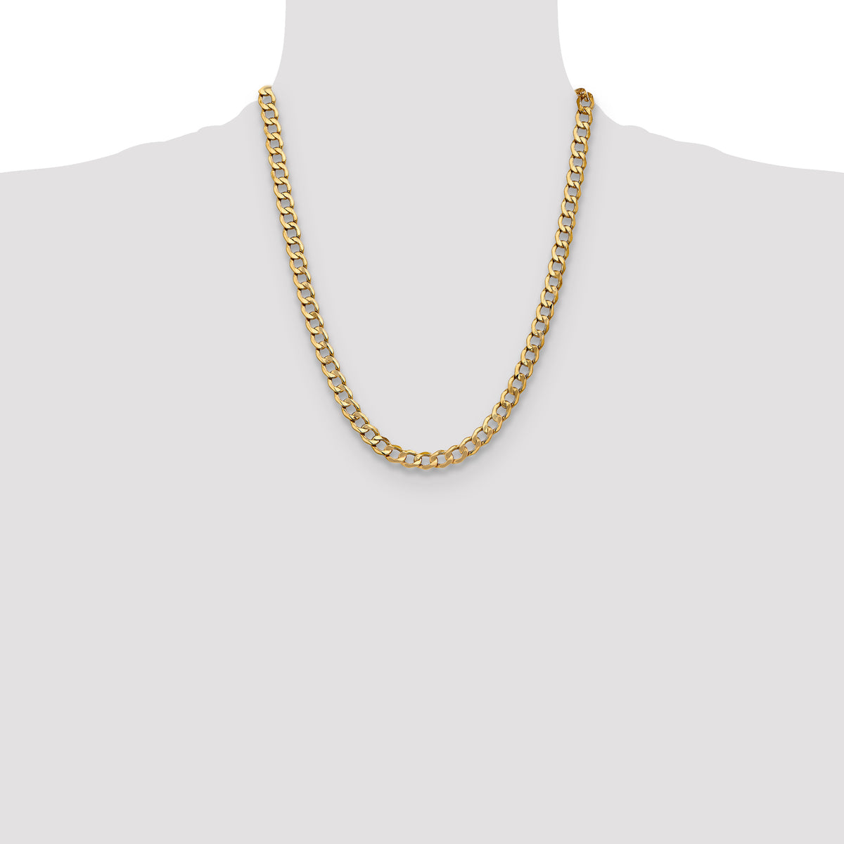 Gold (10K & 14K) Semi-Solid Curb Link Chain - 10k Yellow Gold / 22 in / 7 mm