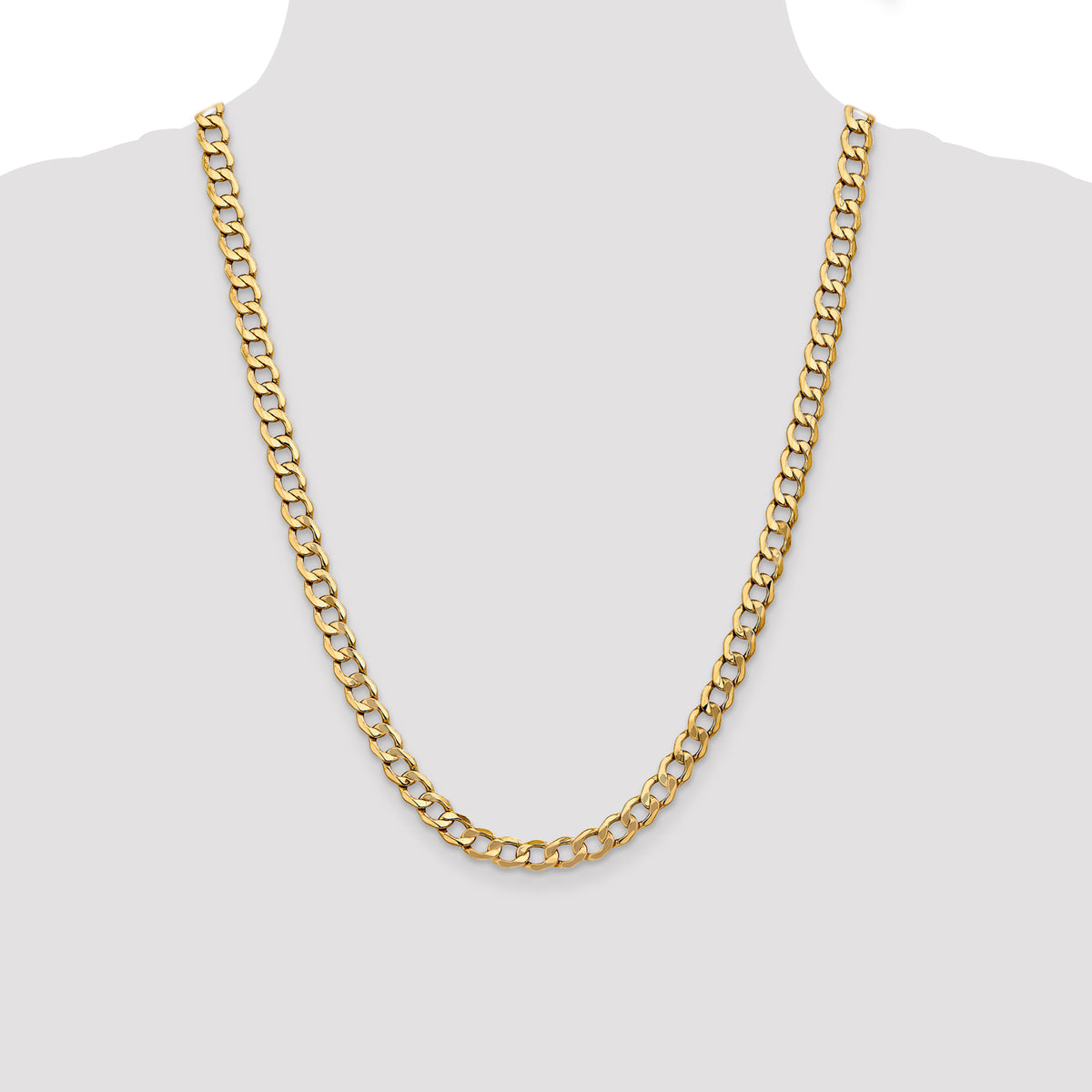 Gold (10K & 14K) Semi-Solid Curb Link Chain - 10k Yellow Gold / 24 in / 7 mm