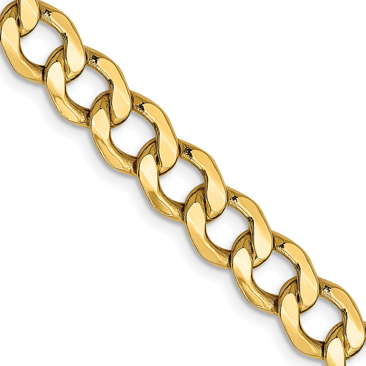 Gold (10K & 14K) Semi-Solid Curb Link Chain - 10k Yellow Gold / 20 in / 7 mm