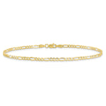 Gold (10K & 14K) Semi-Solid Figaro Chain Anklet - 10k Yellow Gold / 10 in / 2.5 mm
