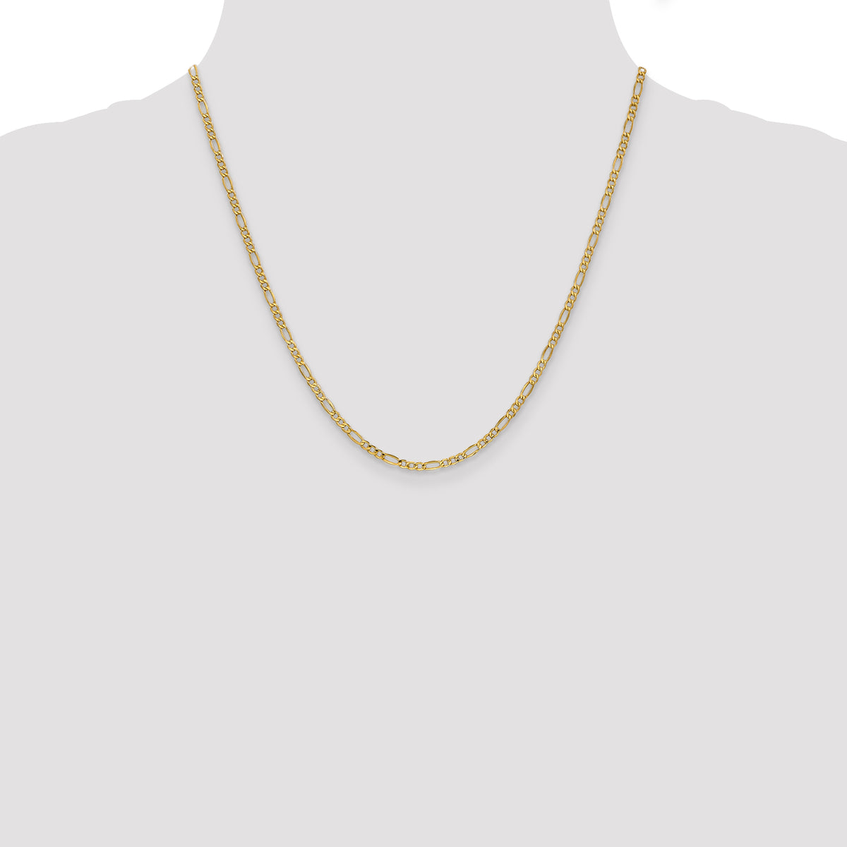 Gold (10K & 14K) Semi-Solid Figaro Chain - 10k Yellow Gold / 20 in / 2.5 mm